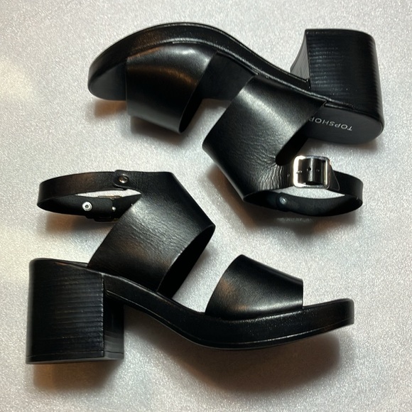 Topshop strappy leather sandal heels. Cute. Size 9. - Picture 3 of 7